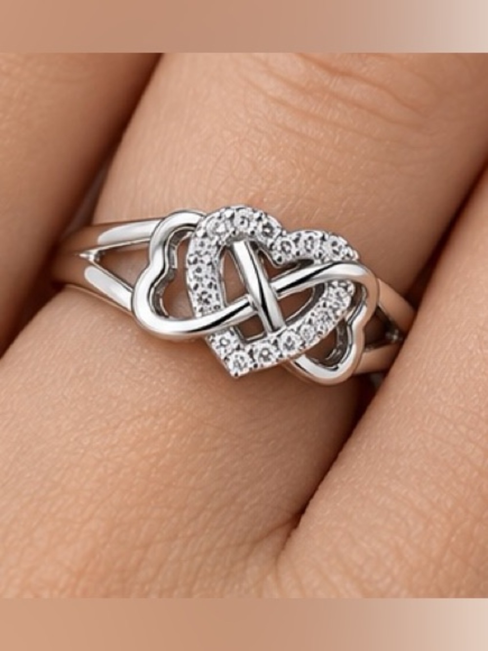 Zara Silver Heart & Infinity Ring with Sparkling Stones